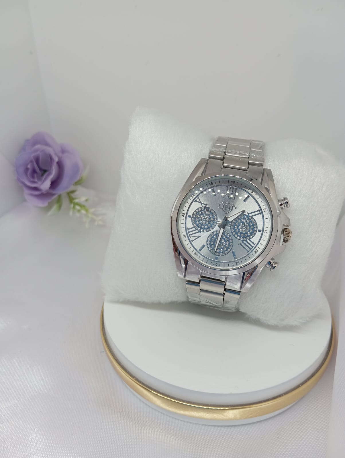 Relógio Thalia Design Prata e Branco Ouro