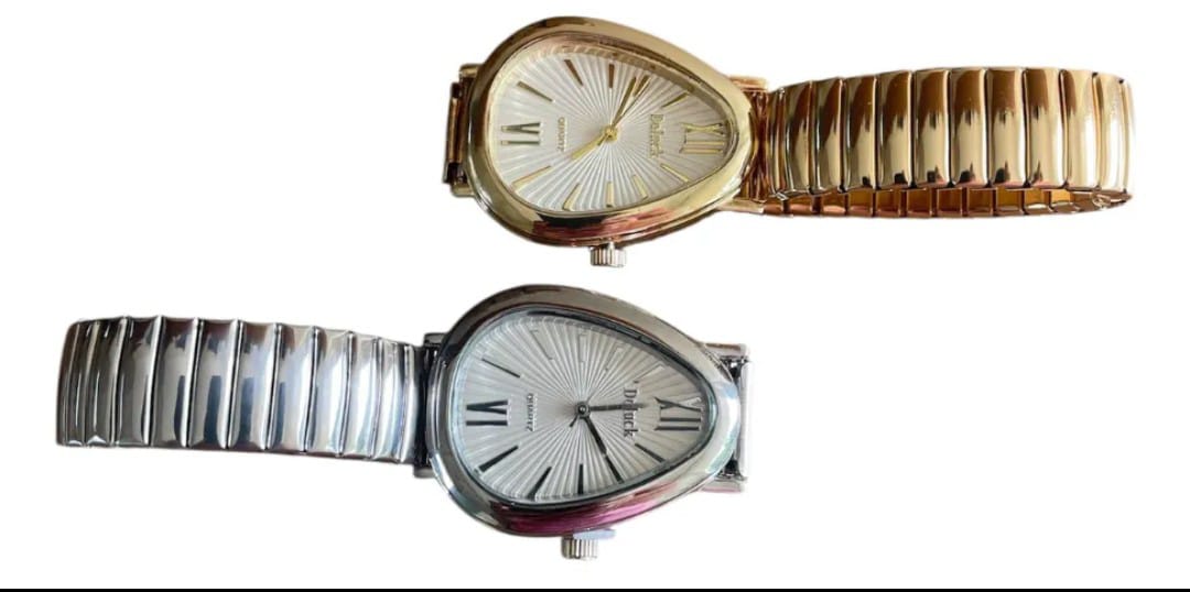 Relógio Serpente Liso Banhado a Prata e Ouro