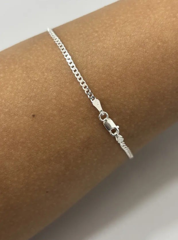 Pulseira de prata 925 Masculina Legitima Grumet 2mm 21cm