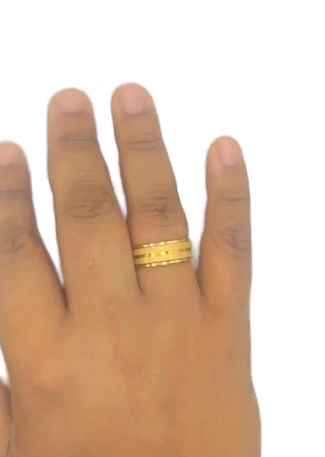 Par Aliança Banhado a Ouro 18k com Frisos Fosca 6mm