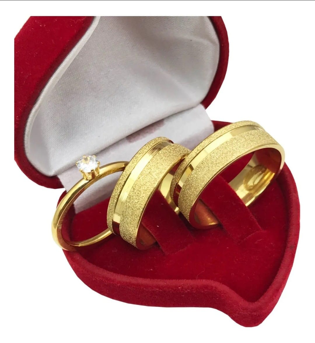 Par de Alianças Noivado Casamento Diamantadas + Solitário