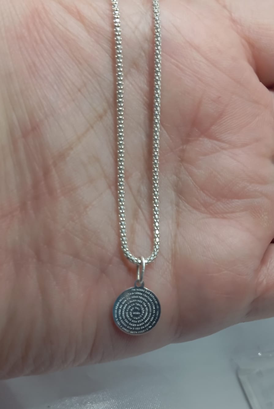 Corrente prata 925 Grossa com Pingente Pai Nosso