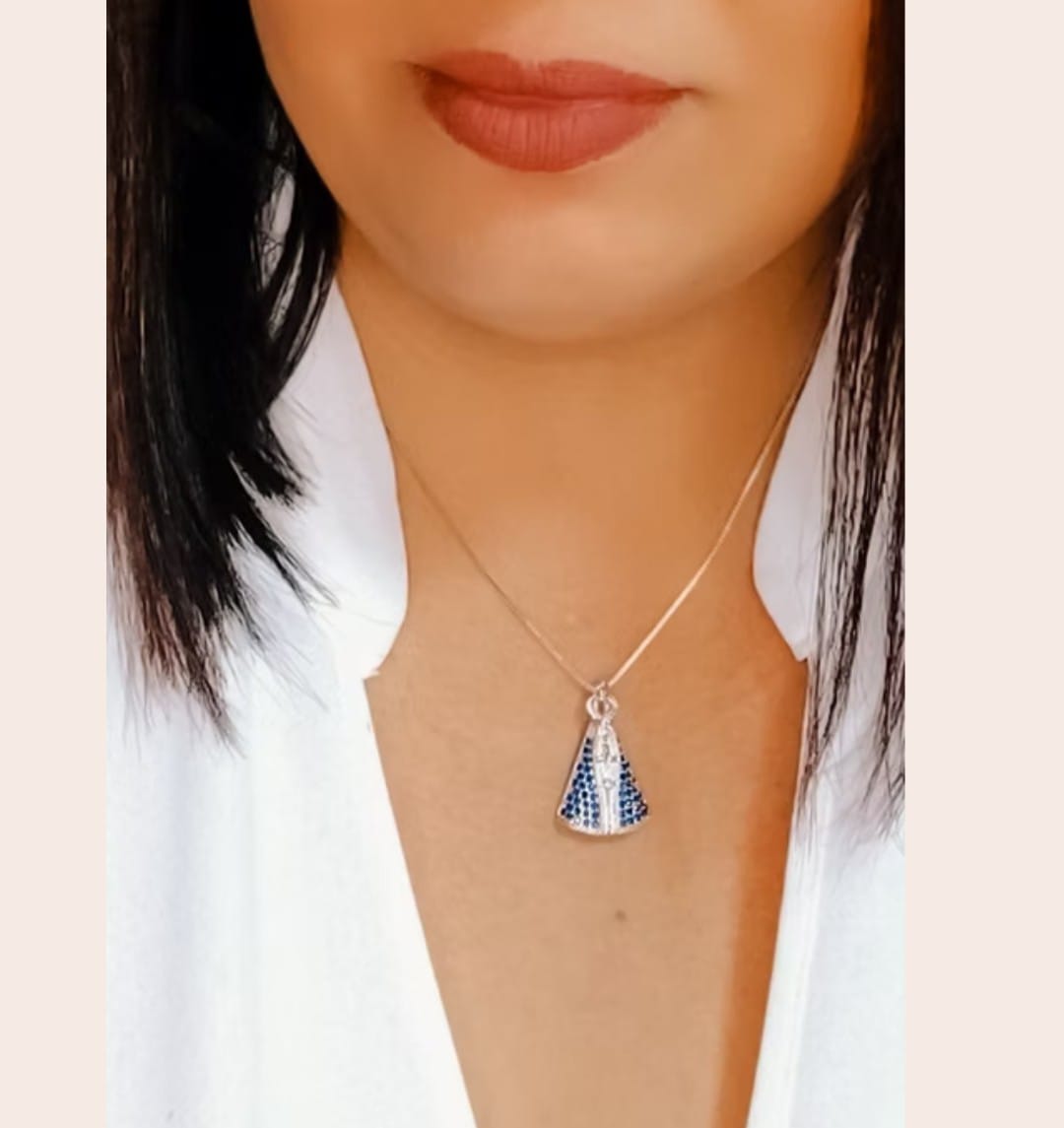 Corrente Nossa Senhora Manto Azul 925 50cm