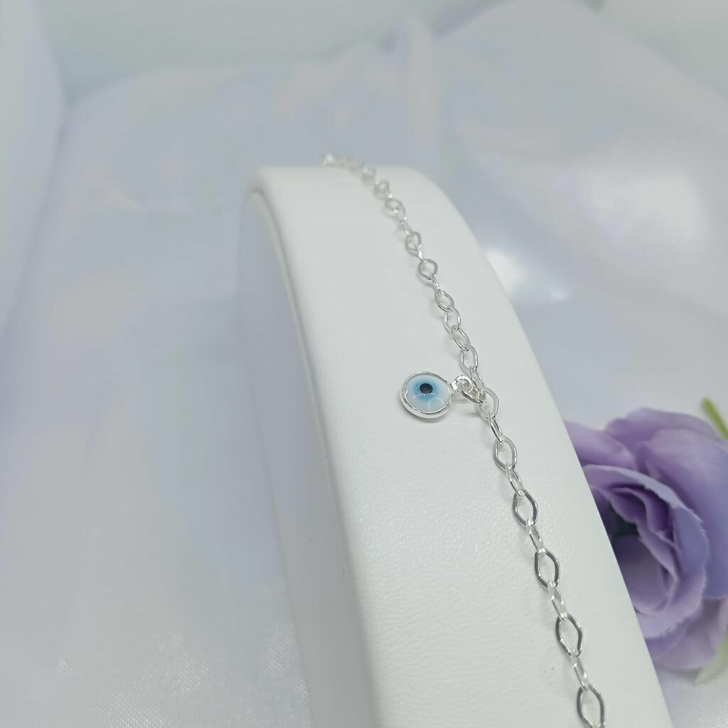 Pulseira 1 Olho Grego Branco 1,5gr