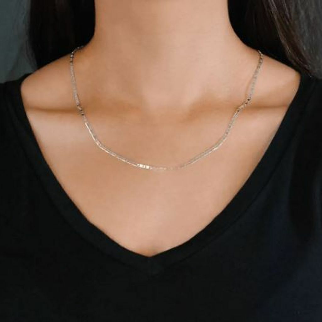 Corrente Feminina Piastrini Flat Marina em Prata 925