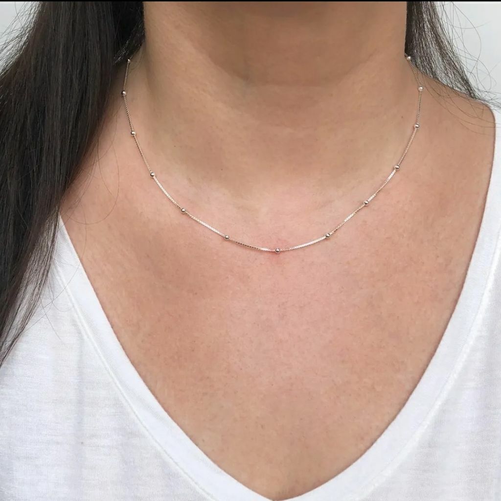 Gargantilha Veneziana com Bolinha 2mm prata 925