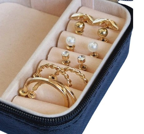 Kit Relógio Feminino Digital + Brincos, Colar, Pulseira Prateado e Dourado Folheados Acompanha Porta Jóia