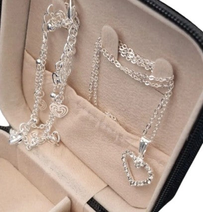 Kit Relógio Feminino Digital + Brincos, Colar, Pulseira Prateado e Dourado Folheados Acompanha Porta Jóia