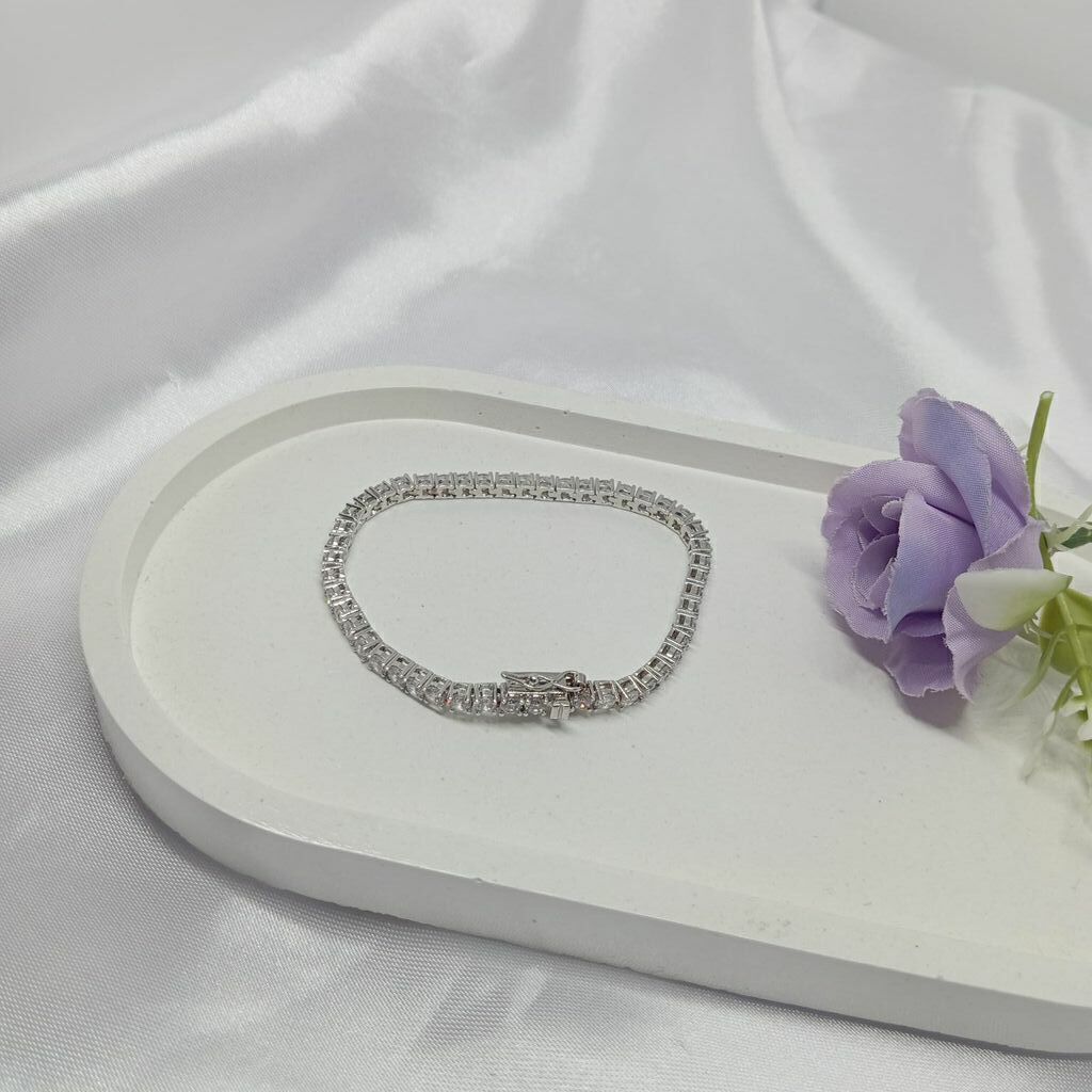 Pulseira Riviera Banhado a Ródio Branco