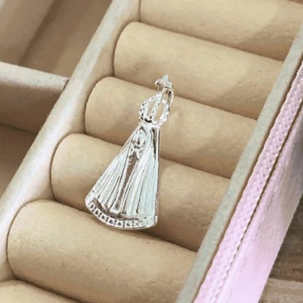 Pingente de prata 925 passante n s aparecida lisa