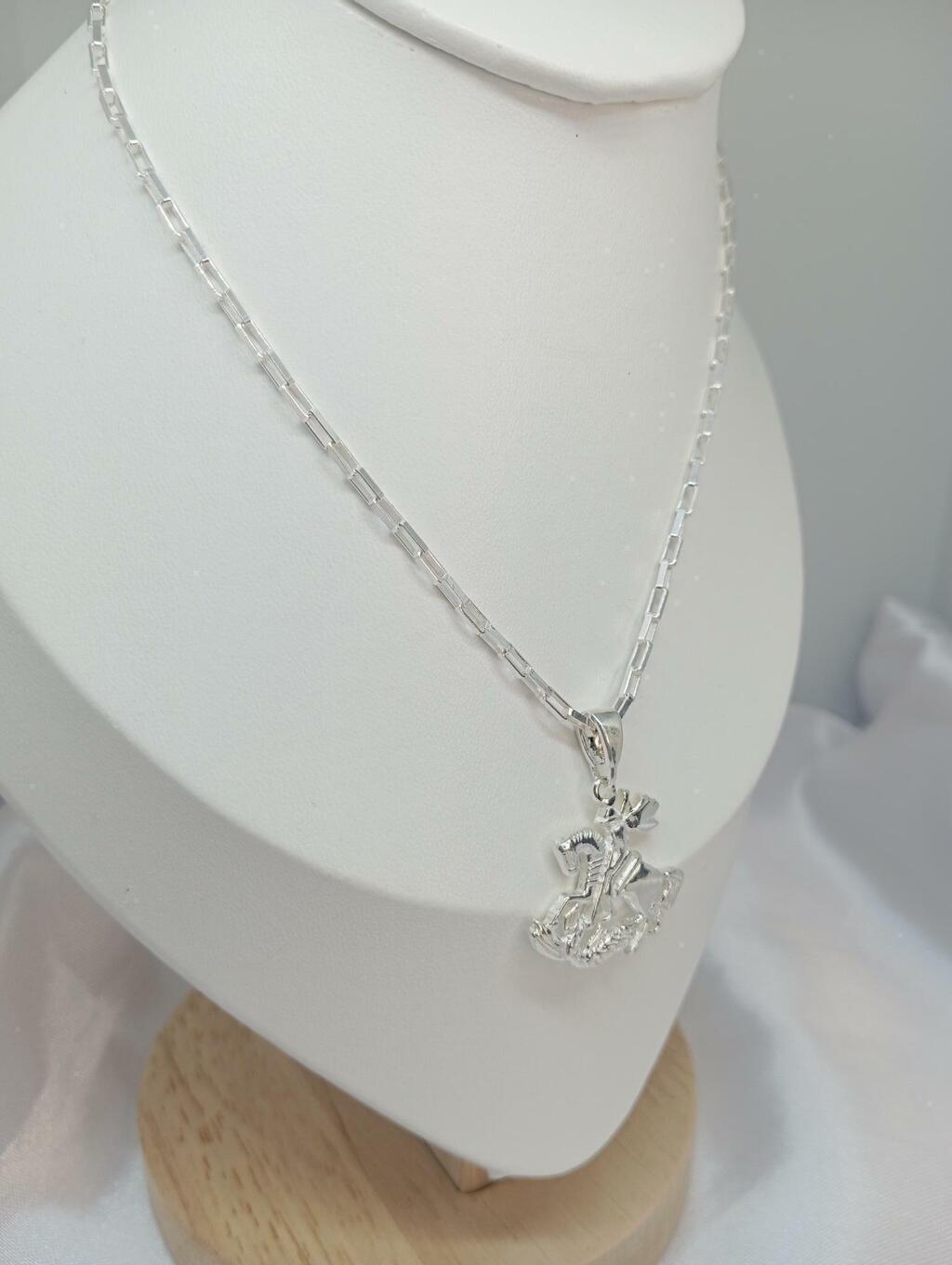 Corrente de prata 925 Cartier e Pingente São Jorge