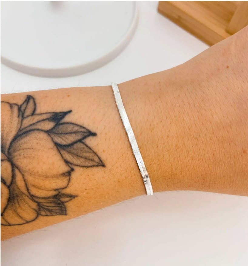 Pulseira Laminada 3mm Banhado a Prata 925