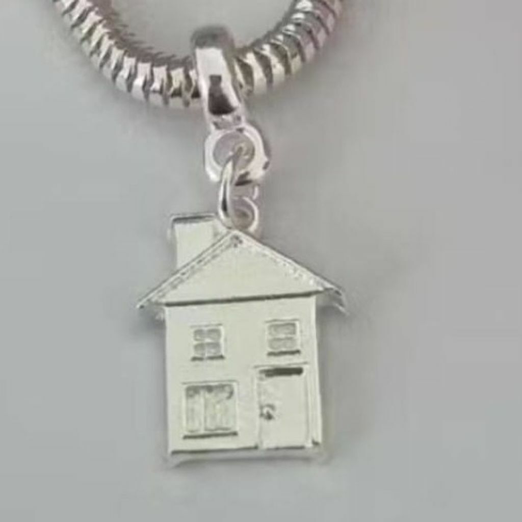 Berloque Casa Pendurado Lar Banhado a Prata