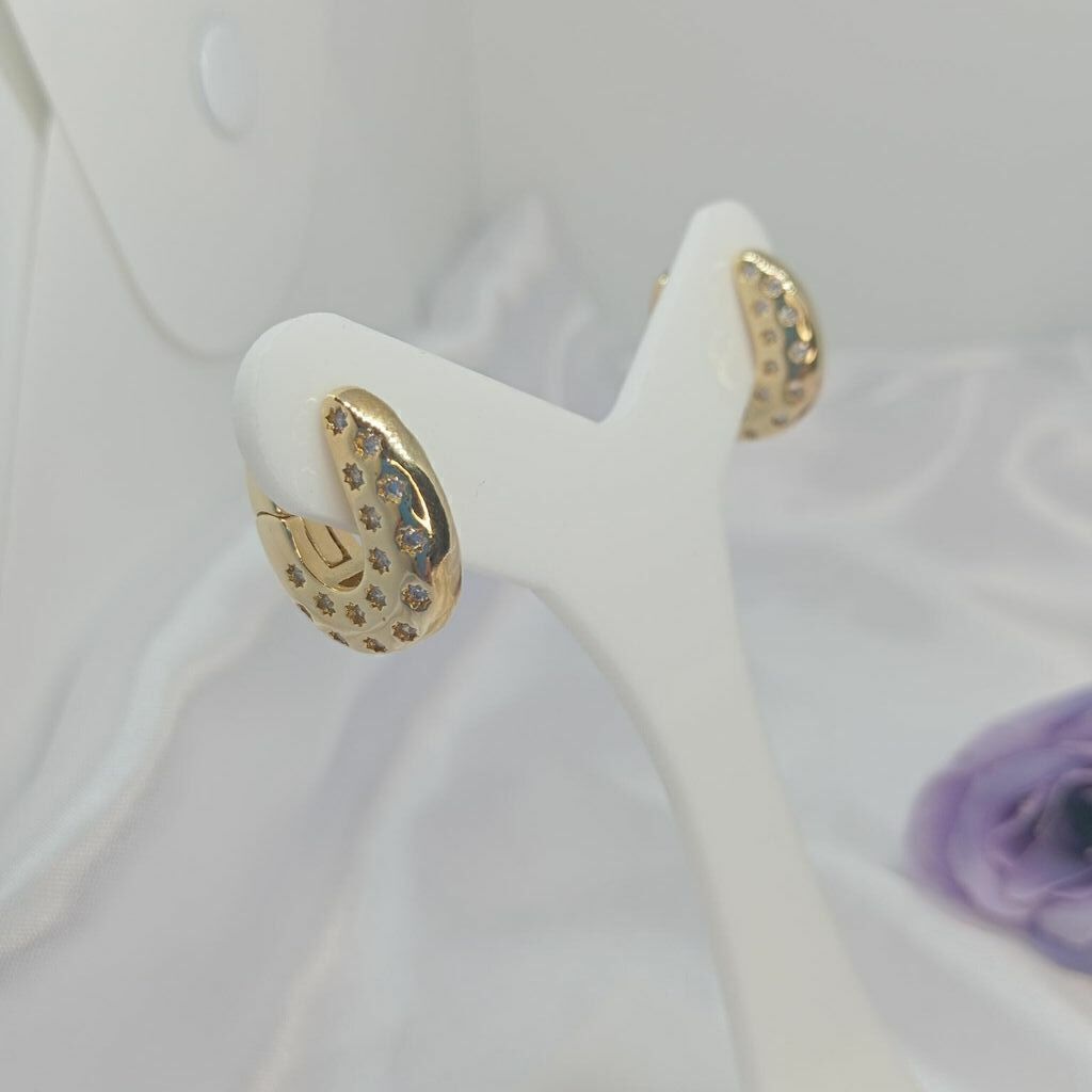 Brinco Argota Gota com Pedras Semi Jóia Ouro 18k