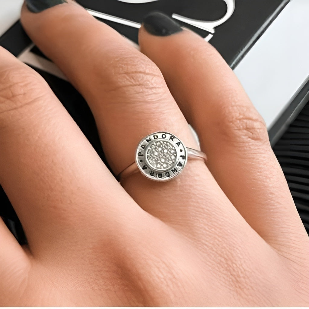Anel de prata 925 Pandora Redondo cravejado