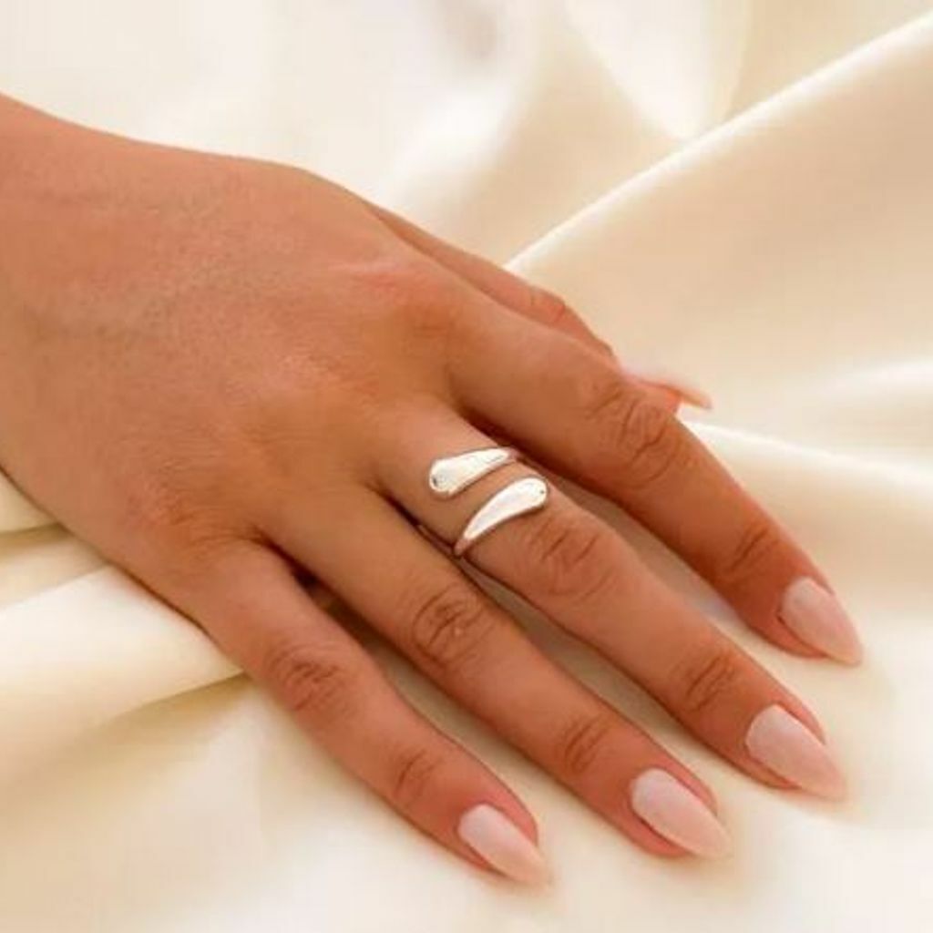 Anel Prata 925 Duplo Gota Liso