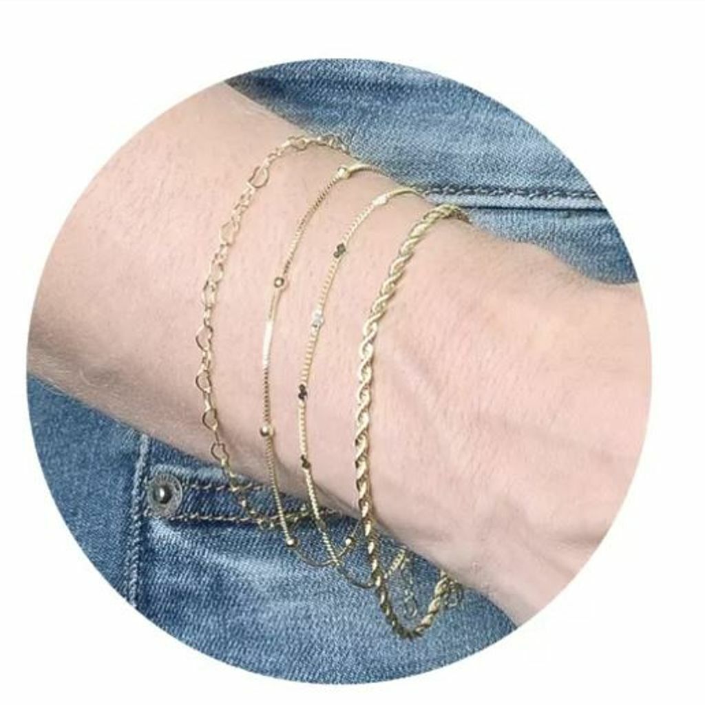 Pulseiras Cordão Baiano, Coração, Corações, Bolinhas com Extensor 20cm Banhado a Ouro 18k