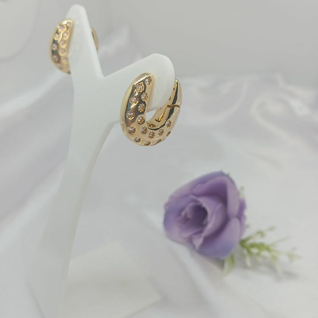 Brinco Argota Gota com Pedras Semi Jóia Ouro 18k