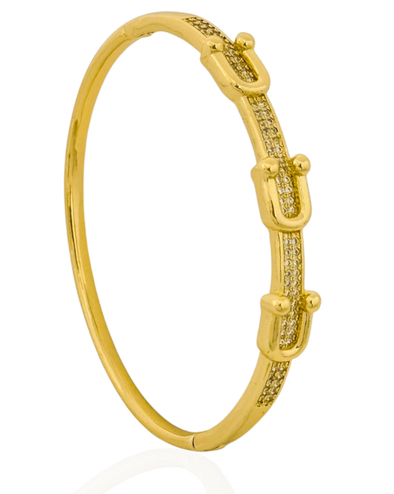 Bracelete Folheado a Ouro Insp. Grandes Marcas Tiffany Cravejado