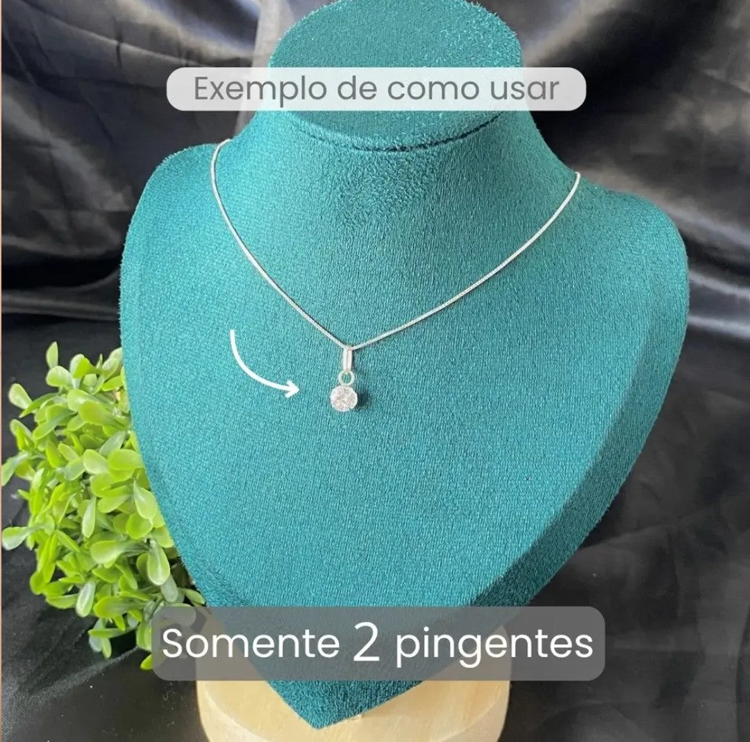 Par Pingente de Brinco Prata 925 Ponto de Luz 6mm