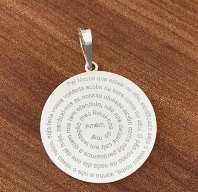 Corrente com Pingente Pai Nosso Grande 2,8cm prata 925