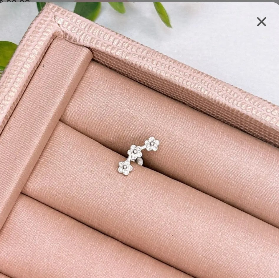 PIERCING HELIX FLORES PRATA 925