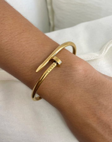 Bracelete Prego Aço Inoxidável Banhado a Ouro e Prata