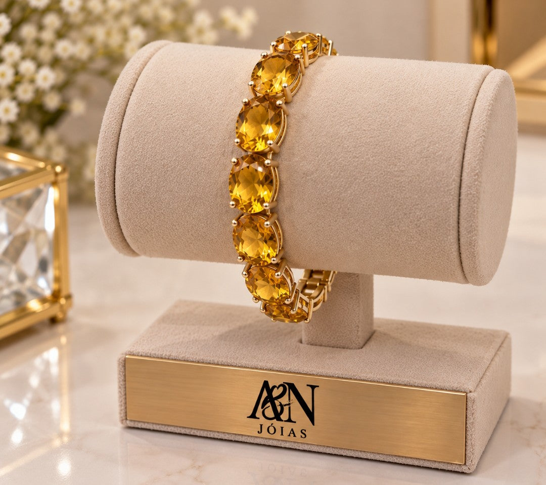 Pulseira Riviera G Banhado a Ouro Amarelo ou Verde