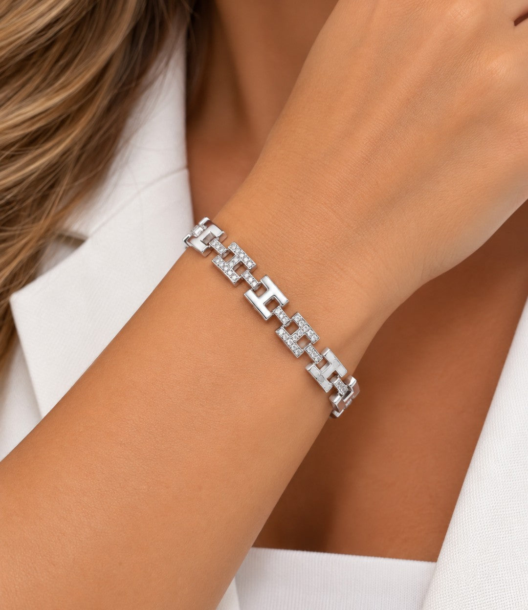 Pulseira Lacre Banhado a Ródio