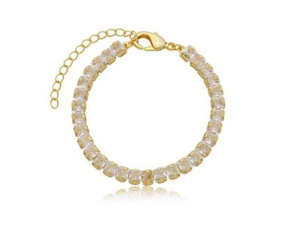 Pulseira Riviera Cristal e Verde Banhado a Ouro e Prata
