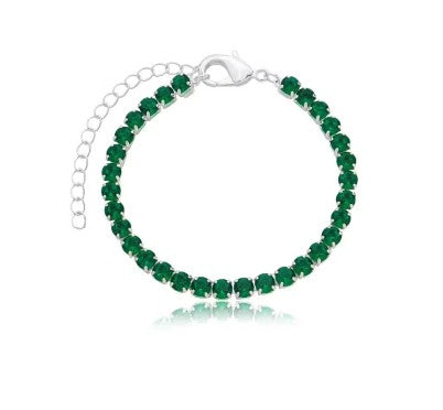Pulseira Riviera Cristal e Verde Banhado a Ouro e Prata
