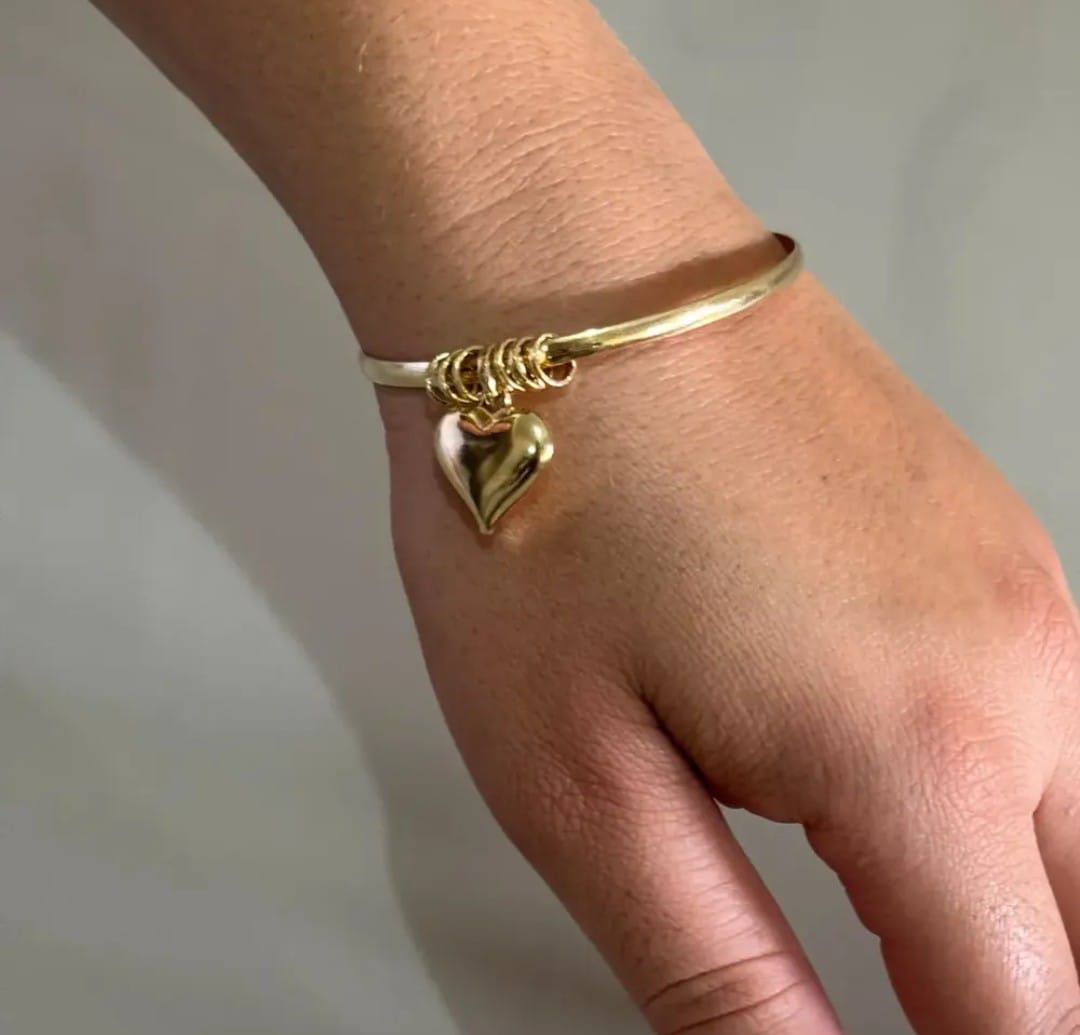 Pulseira Aro com Pingente Coração Fechado