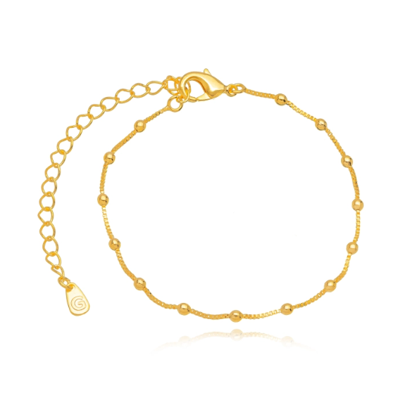 Pulseira Bolinhas Banhado a Ouro e Banhado a Ródio