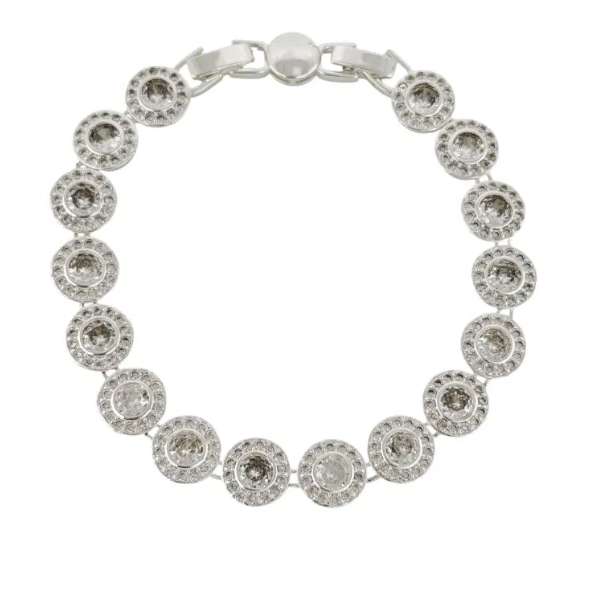 Pulseira Semi Joia Folheado a Prata 925 Círculos de Cristais