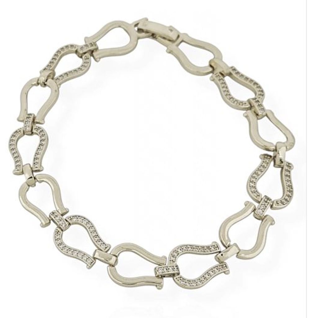 Pulseira Folheada a Ouro 18k e Prata Design Moderno Com Zircônia