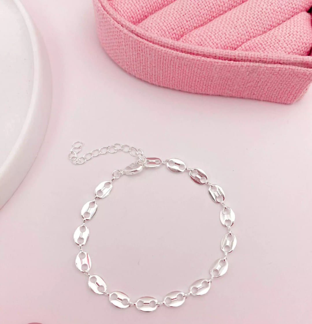 Pulseira Elo Gucci Banhado a Prata 925