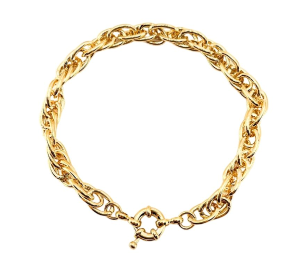 Pulseira Lisa com Fecho Boia Folh. A Ouro tam. 20