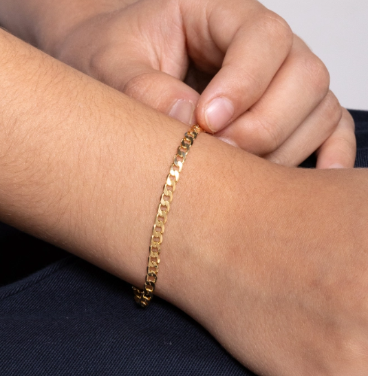 Pulseira Elos Lisos Grumet Banhado a Ouro