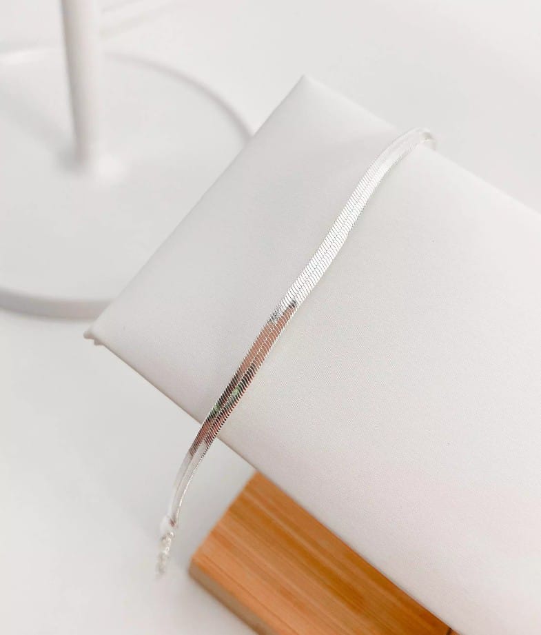 Pulseira Laminada 3mm Banhado a Prata 925
