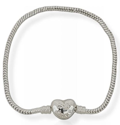 Pulseira Life Folheada A Prata Coração Liso Insp. Pandora