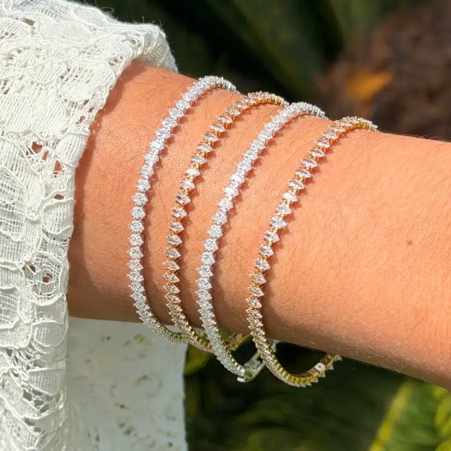 Pulseira Riviera Navetes Semi Jóia Ouro e Prata