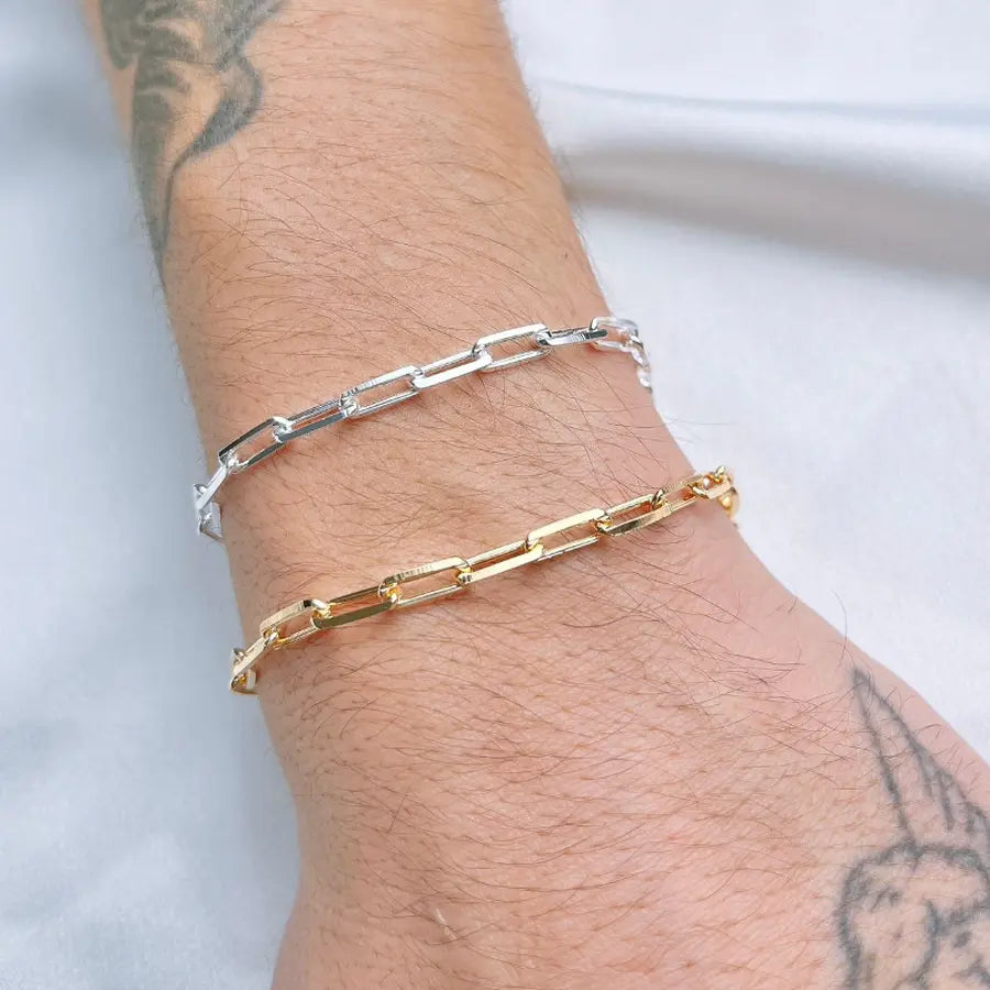 Pulseira Masculina Grumet Banhado a Ouro e Prata