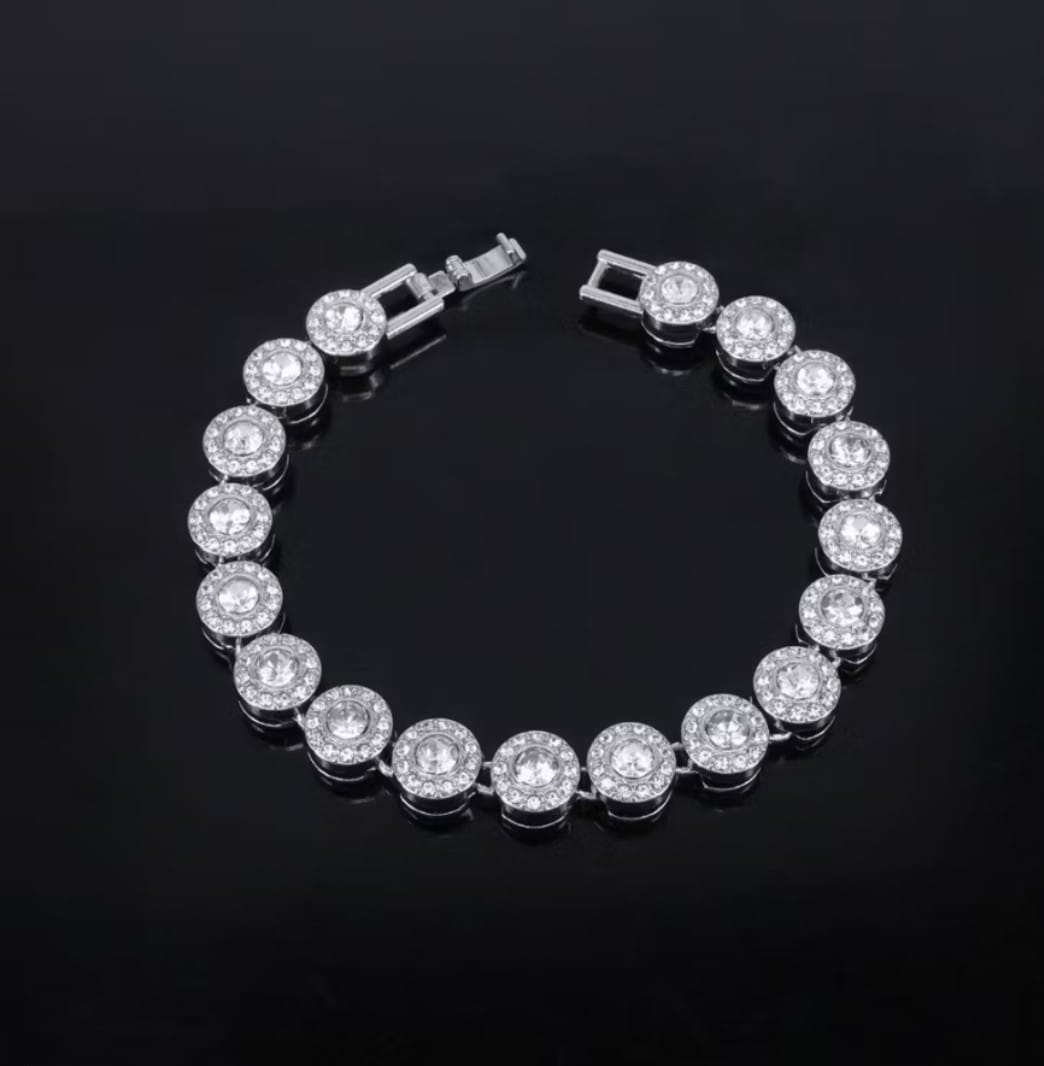Conjunto Inspiração Swaroviski Colar e Pulseira pedras 8mm