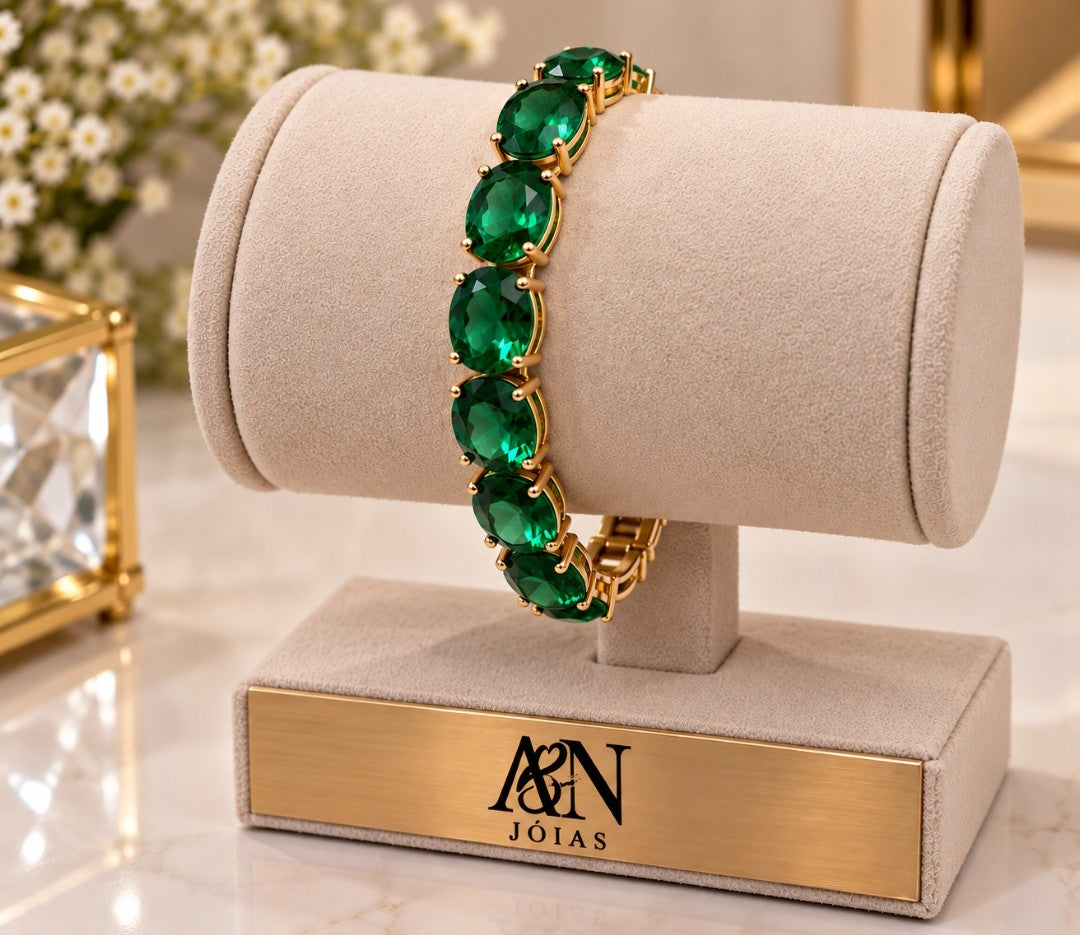 Pulseira Riviera G Banhado a Ouro Amarelo ou Verde
