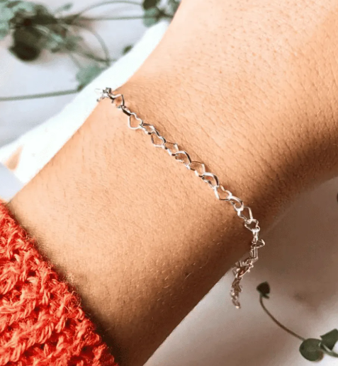Pulseira Mini Corações prata 925