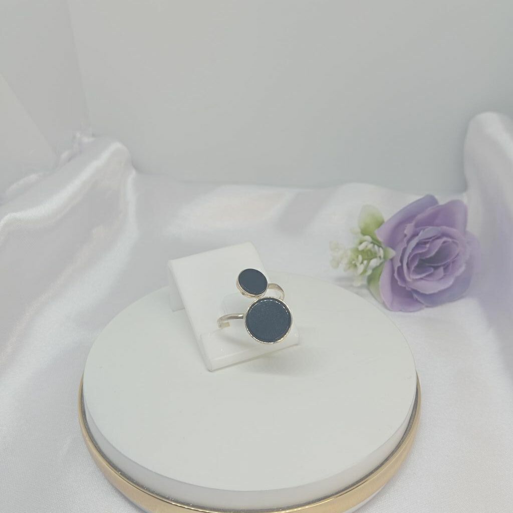 Anel Ágatas Negra Regulável