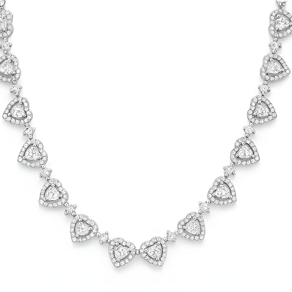 Corrente de prata 925 Swarovski de Corações