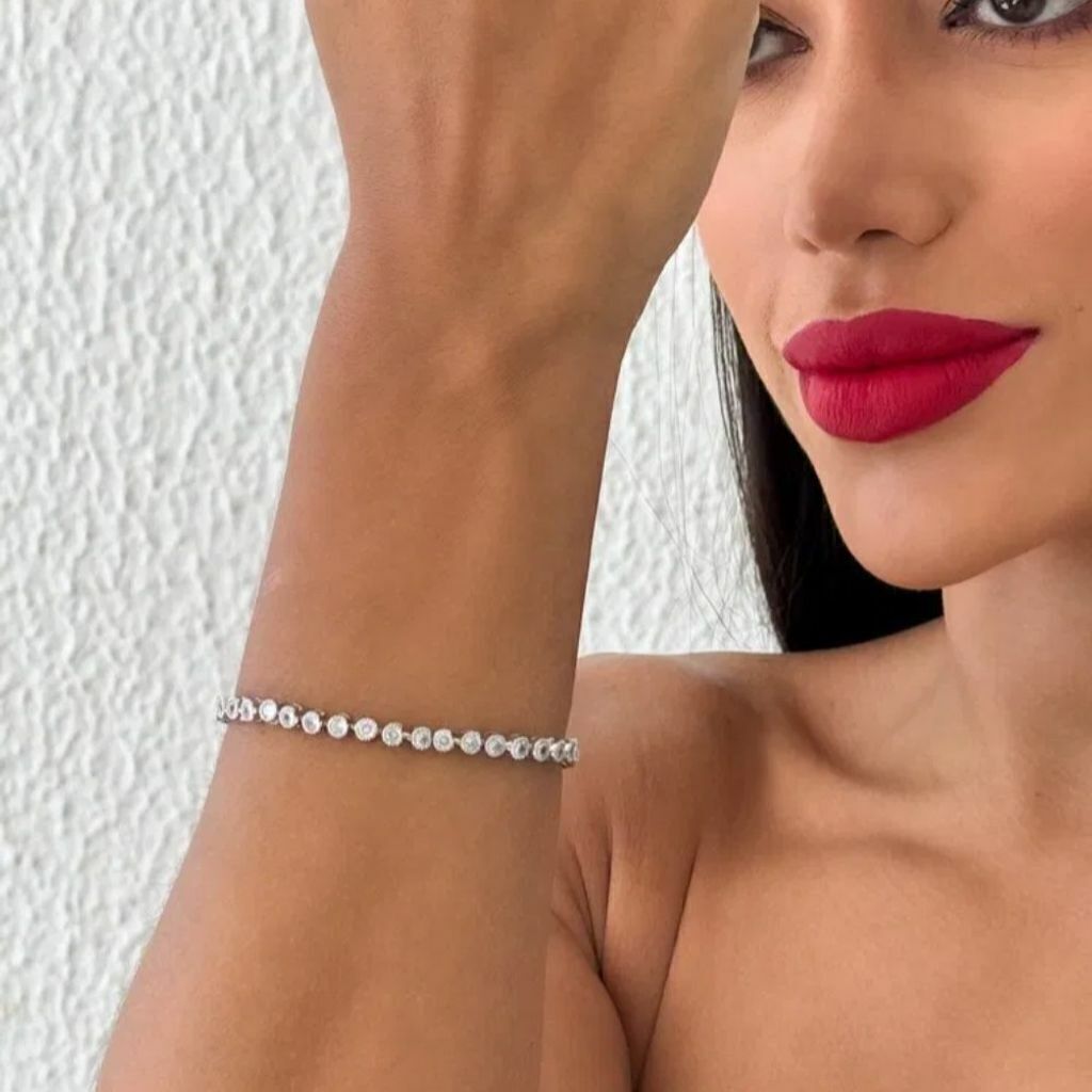 Pulseira Folheado a Ouro 18k e Prata Circulo Cravejado