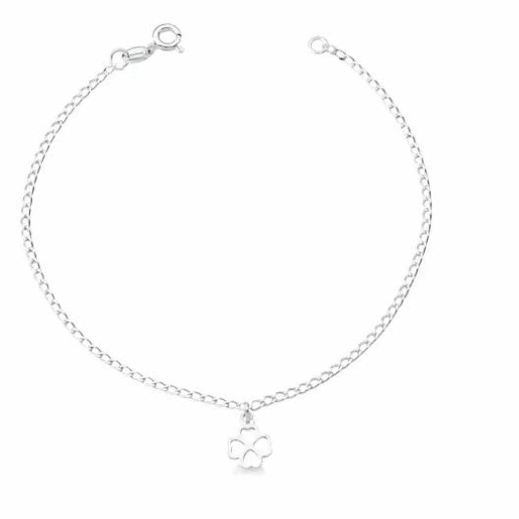 Pulseira de prata 925 18cm 1 pingente trevo