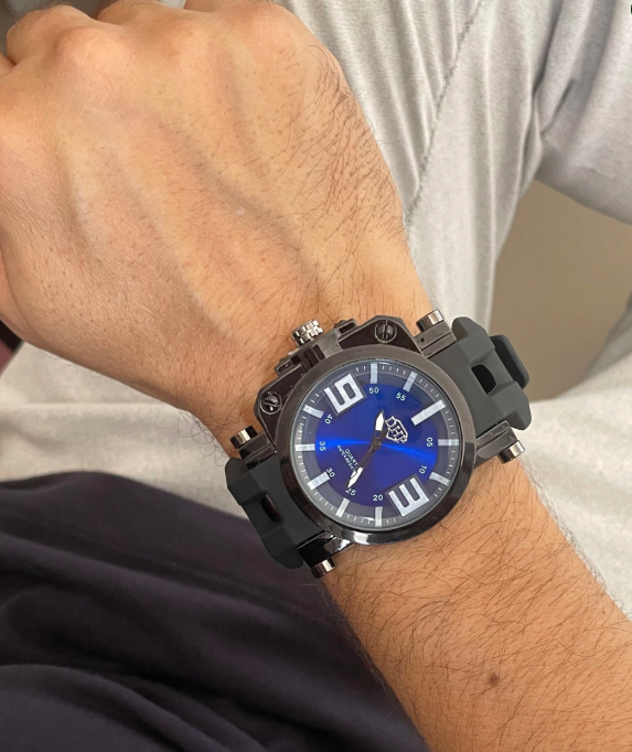 Relógio masculino G azul pulseira Emborrachado